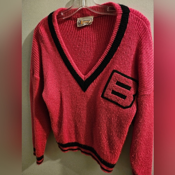 Vintage Junior Bazaar Burnt Pink Deep V-Neck Crewneck Sweater | Size Medium - Picture 4 of 13